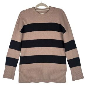 Abercrombie&Fitch Women’s Oversized Sweater Crewneck Tan/Black Stripe Size S